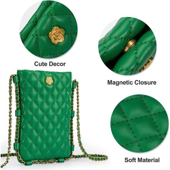 Montana West Small Quilted Cell Phone Purse Women Soft Chain Crossbody Wallet - Picture 6 of 6